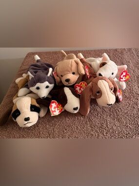 Ty Beanie Babies Dogs set of 6 NWT Bernie, Nanook, Bruno, Fetch, Tracker, Butch